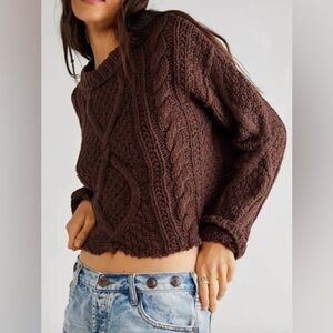 Women's Chocolate Brown Cable Knit Sweater